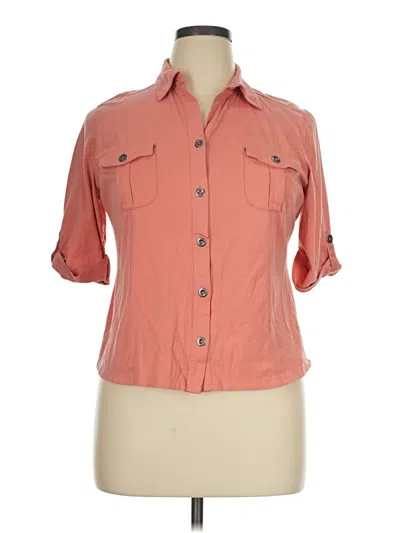 Pre-owned Style & Co 3/4 Sleeve Button Down Shirt In Orange