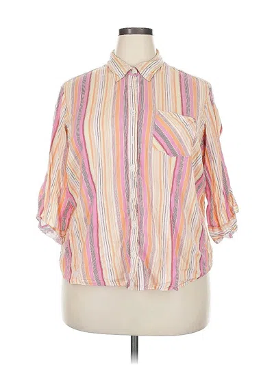 Pre-owned Style & Co 3/4 Sleeve Button Down Shirt In Pink