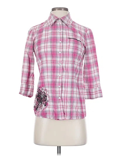 Pre-owned Style & Co 3/4 Sleeve Button Down Shirt In Pink