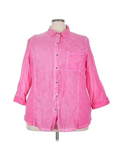 Pre-owned Style & Co 3/4 Sleeve Button Down Shirt In Pink