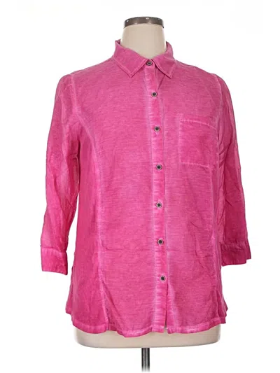 Pre-owned Style & Co 3/4 Sleeve Button Down Shirt In Pink