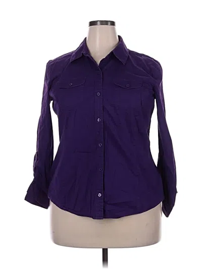Pre-owned Style & Co 3/4 Sleeve Button Down Shirt In Purple