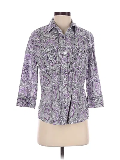 Pre-owned Style & Co 3/4 Sleeve Button Down Shirt In Purple