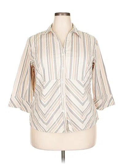 Pre-owned Style & Co 3/4 Sleeve Button Down Shirt In White