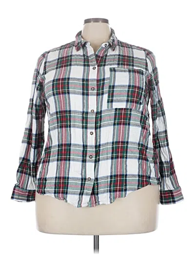 Pre-owned Style & Co 3/4 Sleeve Button Down Shirt In White