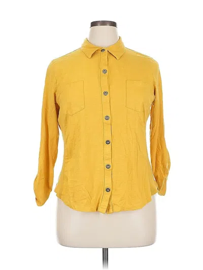 Pre-owned Style & Co 3/4 Sleeve Button Down Shirt In Yellow