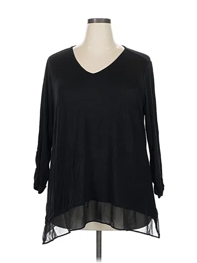 Style & Co 3/4 Sleeve T-shirt In Black