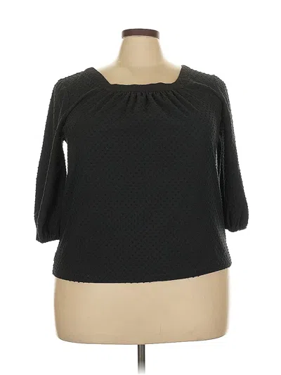 Pre-owned Style & Co 3/4 Sleeve Top Black Boatneck Tops