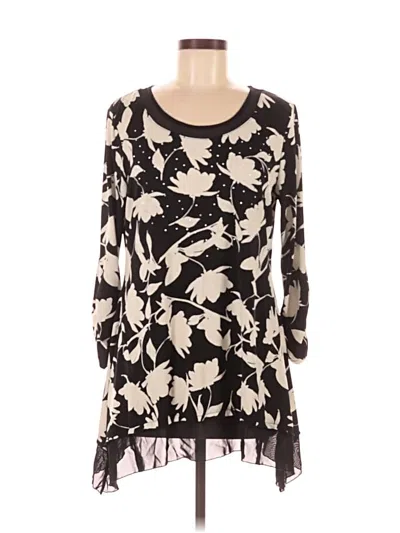 Pre-owned Style & Co 3/4 Sleeve Top Black Keyhole Neckline Tops