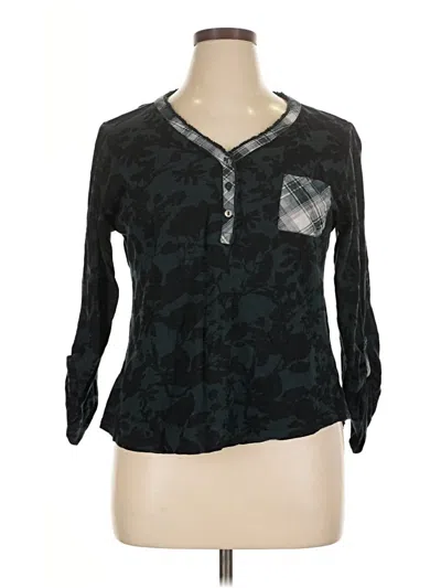 Pre-owned Style & Co 3/4 Sleeve Top Black V Neck Tops