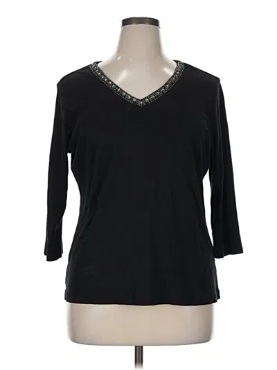 Pre-owned Style & Co 3/4 Sleeve Top Black V-neck Tops