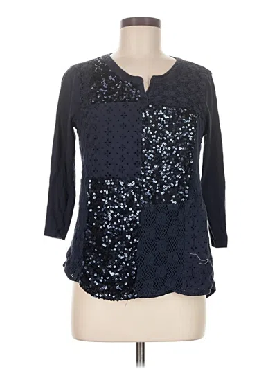 Pre-owned Style & Co 3/4 Sleeve Top Blue Crew Neck Tops