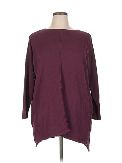 Pre-owned Style & Co 3/4 Sleeve Top Burgundy Boatneck Tops