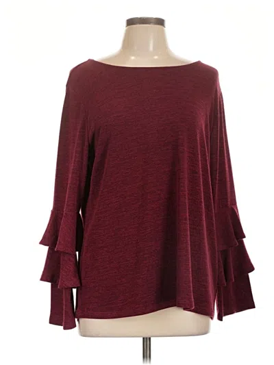 Pre-owned Style & Co 3/4 Sleeve Top Burgundy Boatneck Tops