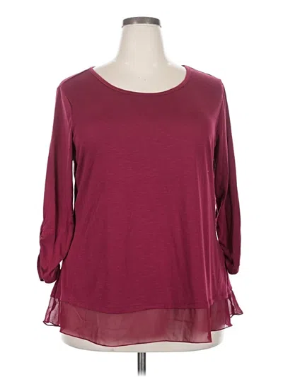Pre-owned Style & Co 3/4 Sleeve Top Burgundy Scoop Neck Tops