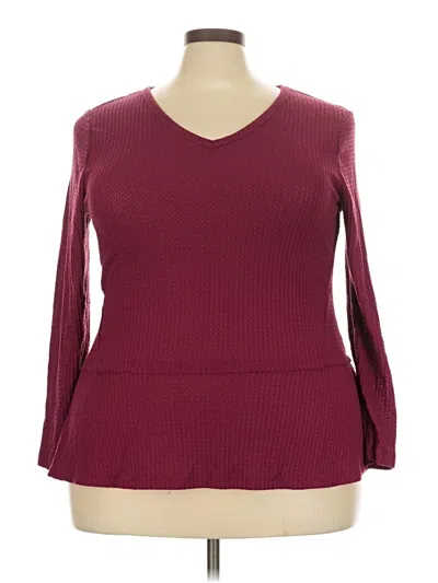 Pre-owned Style & Co 3/4 Sleeve Top Burgundy V-neck Tops