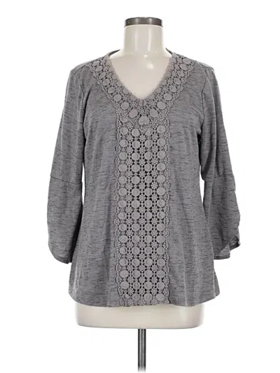 Pre-owned Style & Co 3/4 Sleeve Top Gray V-neck Tops