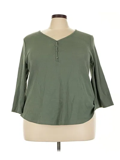 Pre-owned Style & Co 3/4 Sleeve Top Green Keyhole Neckline Tops