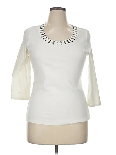 Pre-owned Style & Co 3/4 Sleeve Top Ivory Scoop Neck Tops In White