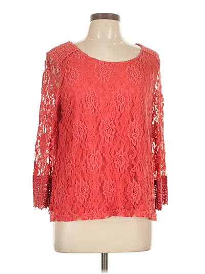 Pre-owned Style & Co 3/4 Sleeve Top Red Boatneck Tops