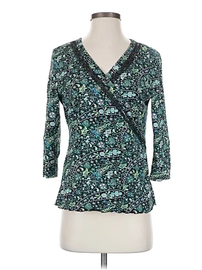 Pre-owned Style & Co 3/4 Sleeve Top Teal Plunge Neckline Tops