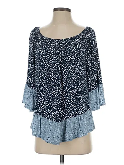 Pre-owned Style & Co 3/4 Sleeve T-shirt In Blue