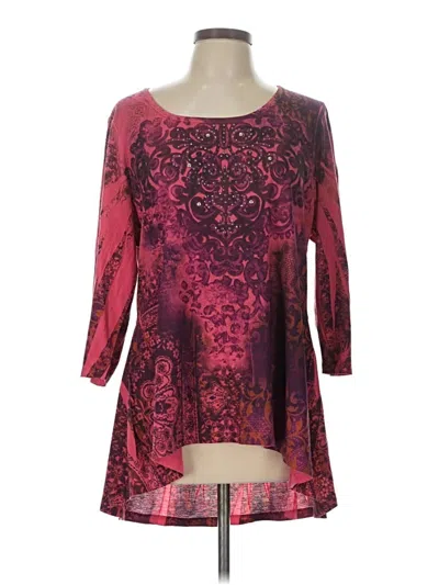 Pre-owned Style & Co 3/4 Sleeve T-shirt In Burgundy