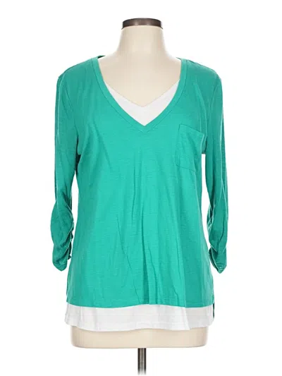 Pre-owned Style & Co 3/4 Sleeve T-shirt In Green