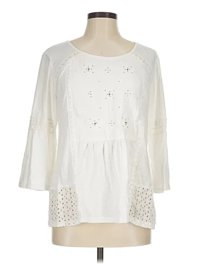 Pre-owned Style & Co 3/4 Sleeve T-shirt In Ivory