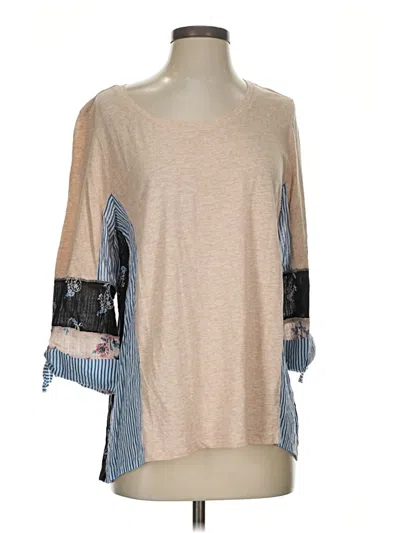 Pre-owned Style & Co 3/4 Sleeve T-shirt In Tan
