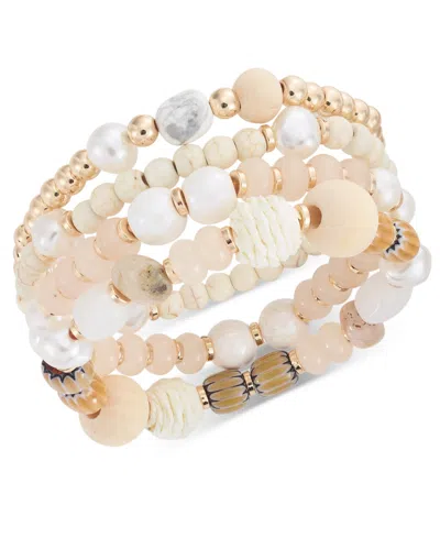 Style & Co 4-pc. Set Mixed Bead & Stone Stretch Bracelets, Created For Macy's In Brown