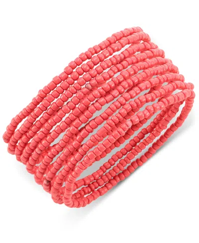 Style & Co 9-pc. Color Seed Bead Stretch Bracelets, Created For Macy's In Coral
