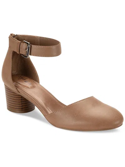 Style & Co Women's Alinaa Two Piece Stacked Heel Dress Pumps, Created For Macy's In Nude Smooth