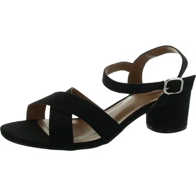 Style & Co Amariss Womens Criss-cross Velveteen Ankle Strap In Black