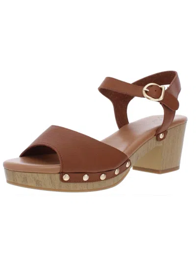 Style & Co Anddreas Womens Faux Leather Clog Heel Sandals In Brown
