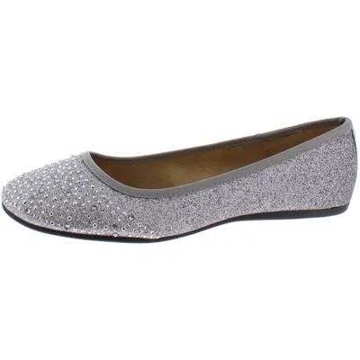 Style & Co Angelynn Womens Metallic Embellished Ballet Flats In Silver