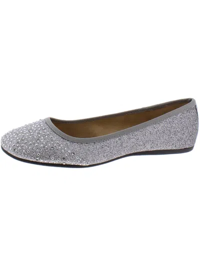 Style & Co Angelynn Womens Metallic Embellished Ballet Flats In Silver