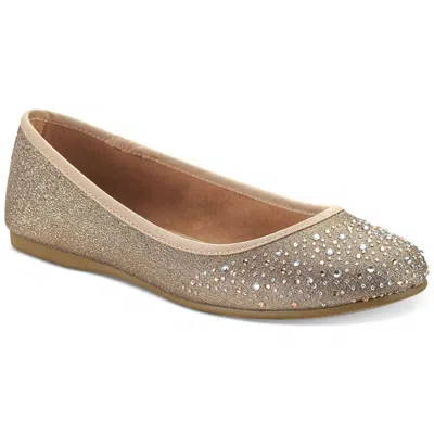 Style & Co Angelynn Womens Ribbed Trim Man Made Ballet Flats In Gold
