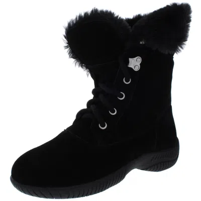 Style & Co Angiee Womens Faux Fur Lace Up Booties In Black