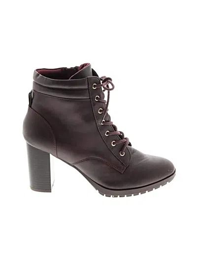 Pre-owned Style & Co Ankle Boots In Burgundy
