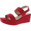 Style & Co Ardenn Womens Strappy Faux Suede Wedge Sandals In Red