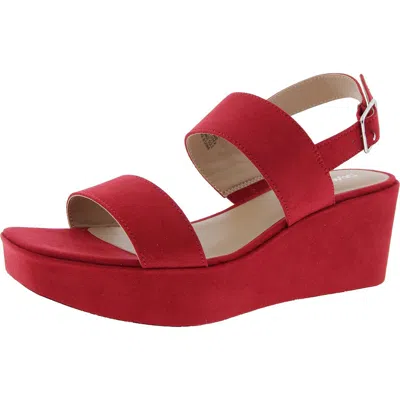 Style & Co Ardenn Womens Strappy Faux Suede Wedge Sandals In New Red Mc