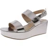 Style & Co Ardenn Womens Strappy Faux Suede Wedge Sandals In Silver