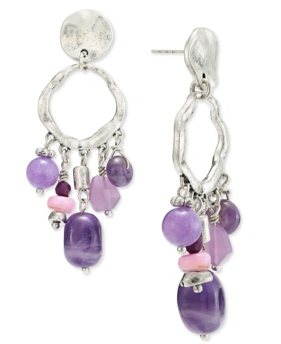 Style & Co Bead Fringe Drop Earrings, Created For Macy's In Purple