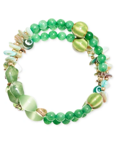 Style & Co Beaded Coil Bracelet, Created For Macy's In Green