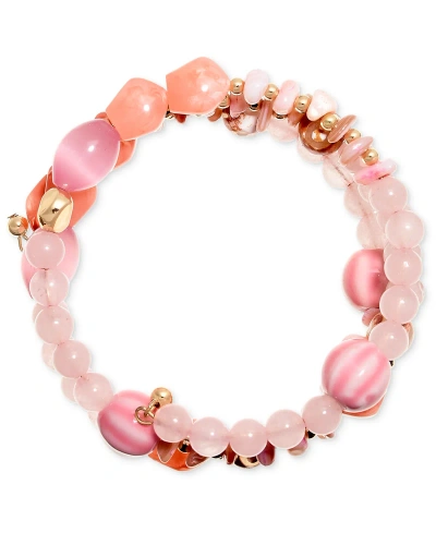 Style & Co Beaded Coil Bracelet, Created For Macy's In Pink