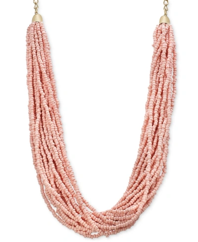 Style & Co Beaded Layered Torsade Necklace, 18" + 2" Extender, Created For Macy's In Pink