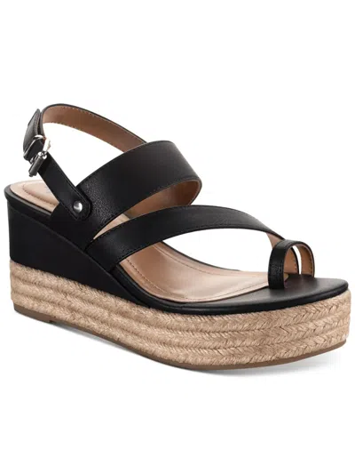 Style & Co Bettyy Sandals Women 11 Black Toe Loop Wedge Heel Espadrille Gbnc433