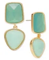 Style & Co Blue Stone Gold-tone Double Drop Earrings, Exclusively At Macy's In Green