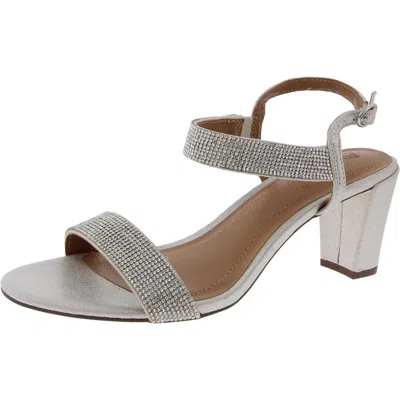 Style & Co Bonita Womens Rhinestone Man Made Block Heels In Silver